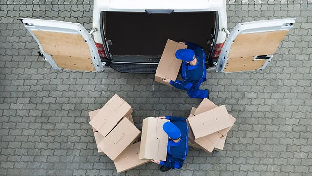 Boxes being loaded into a van